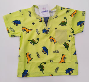 Conjunto "Dinos bolsillo" amarillo 1/5 años