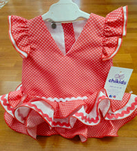 Cargar imagen en el visor de la galería, Vestido y braga Flamenca "Rosarillo" coral 3 a 18 meses
