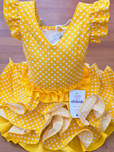 Vestido Flamenca "Macanita" Amarillo /blanco