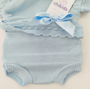 Conjunto hilo 1/6 meses celeste m/c