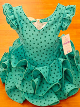 Cargar imagen en el visor de la galería, Vestido Flamenca "Buleria" Verde lunar verde 0 a 6 años