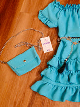 Cargar imagen en el visor de la galería, Vestido y bolso "Ainoha" turquesa 2 a 12 años ref 9081