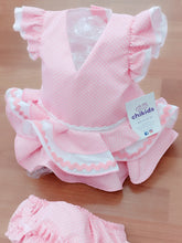 Cargar imagen en el visor de la galería, Vestido y braga Flamenca &quot;Rosarillo&quot; rosa bebe/blanco 3 a 18 meses