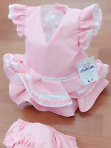 Vestido y braga Flamenca "Rosarillo" rosa bebe/blanco 3 a 18 meses