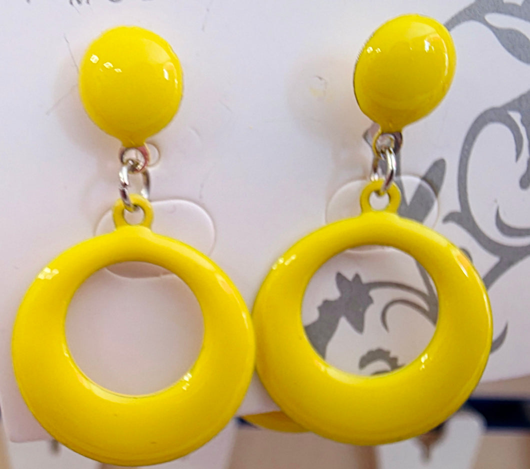 Pendientes  flamenca amarillo tornillo