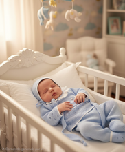 Cargar imagen en el visor de la galería, Conjunto hilo 0 a 6 mes Celeste | Primavera Verano