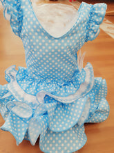 Cargar imagen en el visor de la galería, Vestido Flamenca &quot; Lolita&quot; Celeste /blanco