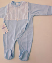 Cargar imagen en el visor de la galería, Pelele 'pecho plumeti" 0 a 6 mes azul | Primavera verano