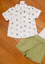 Cargar imagen en el visor de la galería, Conjunto 3 piezas "Dog" blanco y verde ref: ja2469 | Primavera verano