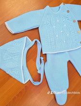 Cargar imagen en el visor de la galería, Conjunto lana 3 piezas 0 a 3 meses Azul Celeste Ref. | Canastilla