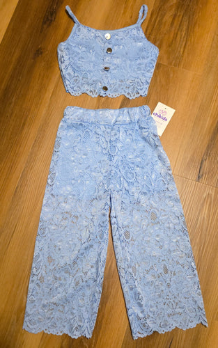 Conjunto encaje azul 4 a 14 años