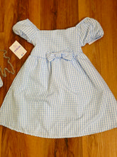 Cargar imagen en el visor de la galería, Vestido+bolso vichy azul "Roma" 4 a 14 años ref 2863