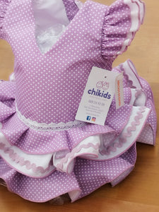 Vestido y braga Flamenca "Rosarillo" malva 3 a 18 meses.