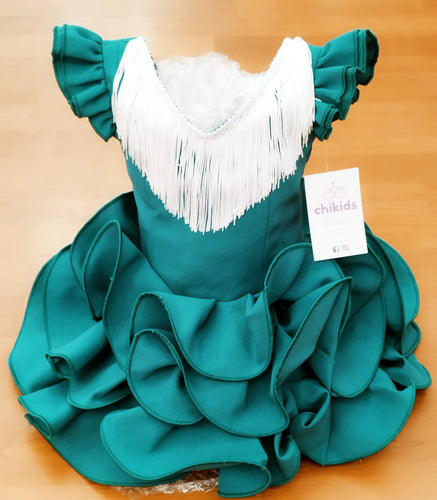 Vestido flamenca Cayetana turquesa de 0 a 6 años