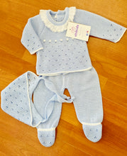 Cargar imagen en el visor de la galería, Conjunto hilo 0 a 6 mes Celeste | Primavera Verano