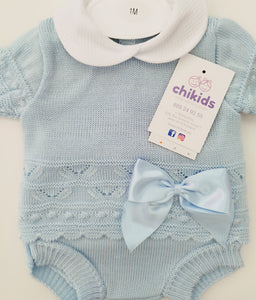 Conjunto hilo 1/6 meses celeste m/c