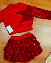 Cargar imagen en el visor de la galería, Conjunto Falda &quot;Estrella&quot; rojo 4 a 14 años