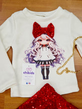 Cargar imagen en el visor de la galería, Conjunto con bolso &quot;princesa&quot; rojo 4 a 14 años