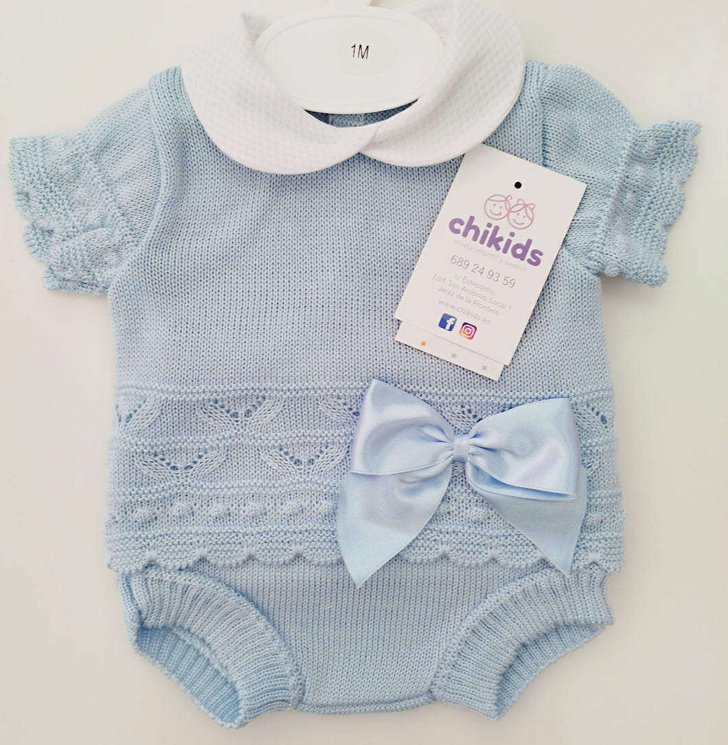 Conjunto hilo 1/6 meses celeste m/c