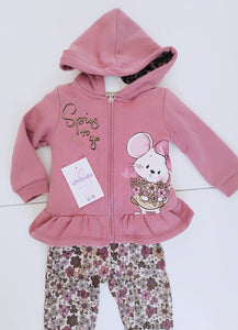 Conjunto "Spring to go" rosa empolvado 12 a 36 meses