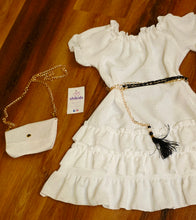 Cargar imagen en el visor de la galería, Vestido y bolso "Ainoha" blanco 2 a 12 años ref 9081
