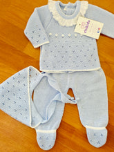 Cargar imagen en el visor de la galería, Conjunto hilo 0 a 6 mes Celeste | Primavera Verano