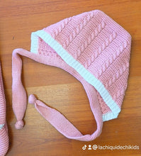Cargar imagen en el visor de la galería, Conjunto lana peto largo 3 piezas 0 a 6 meses color rosa nude / blanco | Canastilla