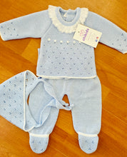 Cargar imagen en el visor de la galería, Conjunto hilo 0 a 6 mes Celeste | Primavera Verano