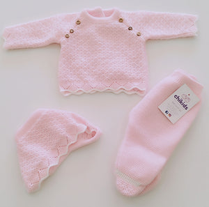 Conjunto 3 piezas 1690 rosa bebe 0 a 6 meses