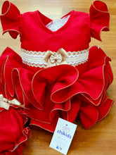 Cargar imagen en el visor de la galería, Vestido y braga Flamenca "Paquera" rojo 3 a 18 meses