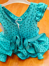 Cargar imagen en el visor de la galería, Vestido Flamenca "Buleria" Verde lunar verde 0 a 6 años