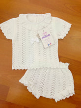 Cargar imagen en el visor de la galería, Conjunto hilo "Jazmin" blanco 0 y 3 meses ref:1883 | Canastilla