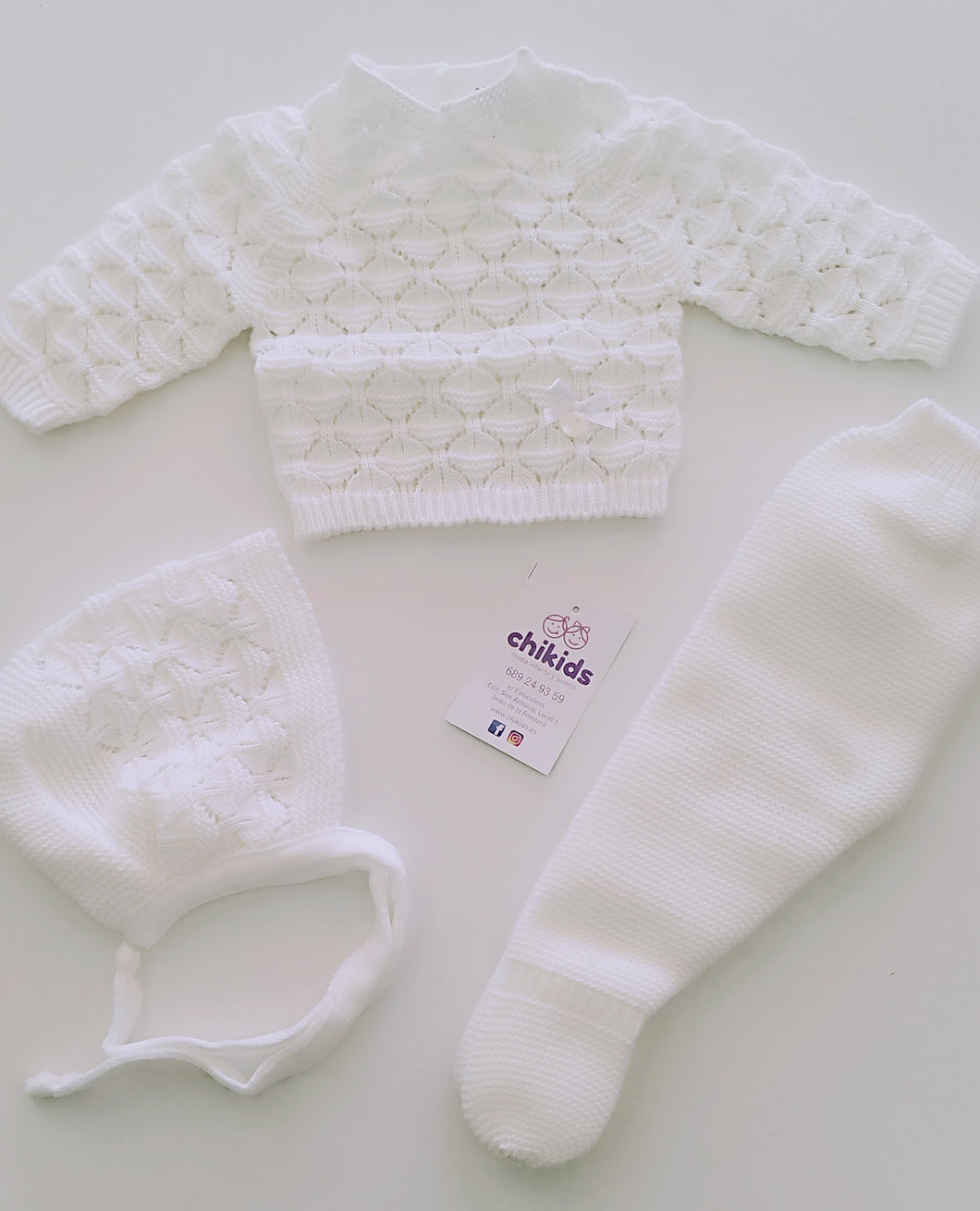 Conjunto 3 piezas 1010 blanco 0 a 6 meses