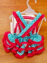 Cargar imagen en el visor de la galería, Ranita Flamenca "Faraona" verde agua/rosa fucsia 3 a 18 meses