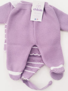 Conjunto lana 1665 malva 0 a 6 meses