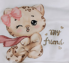 Cargar imagen en el visor de la galería, Conjunto gatito &quot;My friend&quot; 3 a 18 mes blanco / camel