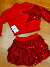 Cargar imagen en el visor de la galería, Conjunto Falda &quot;Estrella&quot; rojo 4 a 14 años