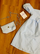 Cargar imagen en el visor de la galería, Vestido+bolso vichy azul "Roma" 4 a 14 años ref 2863