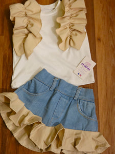 Conjunto "Ainara" 4 a 14 años marfil