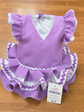 Cargar imagen en el visor de la galería, Vestido y braga Flamenca "Rosarillo" malva 3 a 18 meses