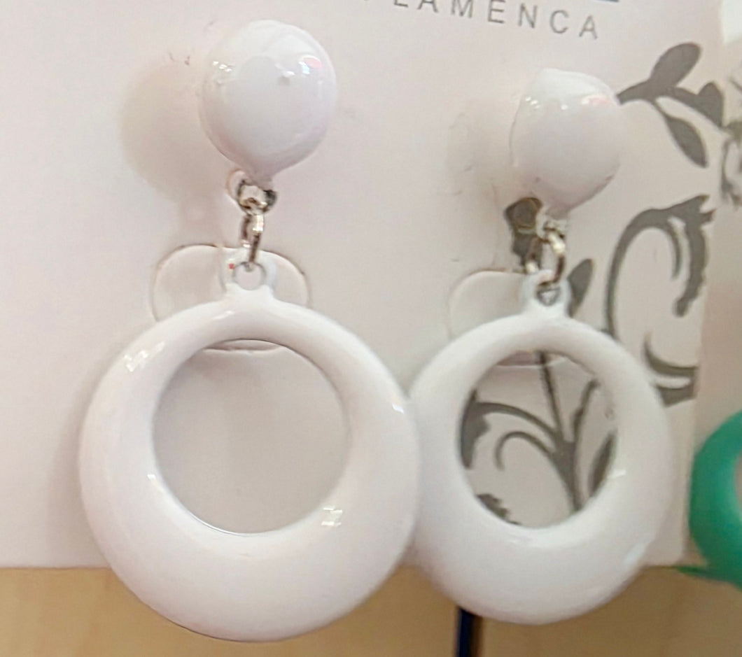 Pendientes  flamenca blanco tornillo