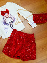 Cargar imagen en el visor de la galería, Conjunto con bolso &quot;princesa&quot; rojo 4 a 14 años