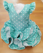 Cargar imagen en el visor de la galería, Vestido flamenca &quot;Paquera&quot; verde agua de 0 a 6 años