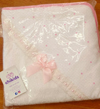 Cargar imagen en el visor de la galería, Capa de baño "tira bordada" blanca/rosa 75x75cm