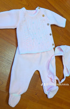 Cargar imagen en el visor de la galería, Conjunto lana 3 piezas 0 a 3 meses Rosa bebe Ref 1950| Canastilla