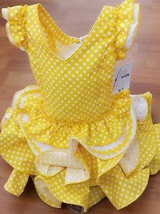 Vestido Flamenca " Lolita" amarillo/blanco