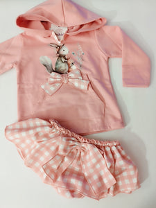 Conjunto Conejito cuadros rosa 12 mes a 36 meses