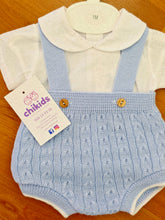 Cargar imagen en el visor de la galería, Conjunto hilo peto 1 a 6 meses celeste | primavera verano