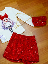 Cargar imagen en el visor de la galería, Conjunto con bolso &quot;princesa&quot; rojo 4 a 14 años