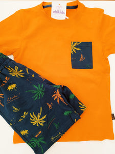 Conjunto "palmeras" naranja 4/14 años